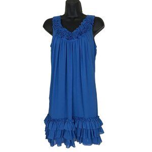 TED Baker Beautiful Blue  Ruffles Mini  Dress Size 2
